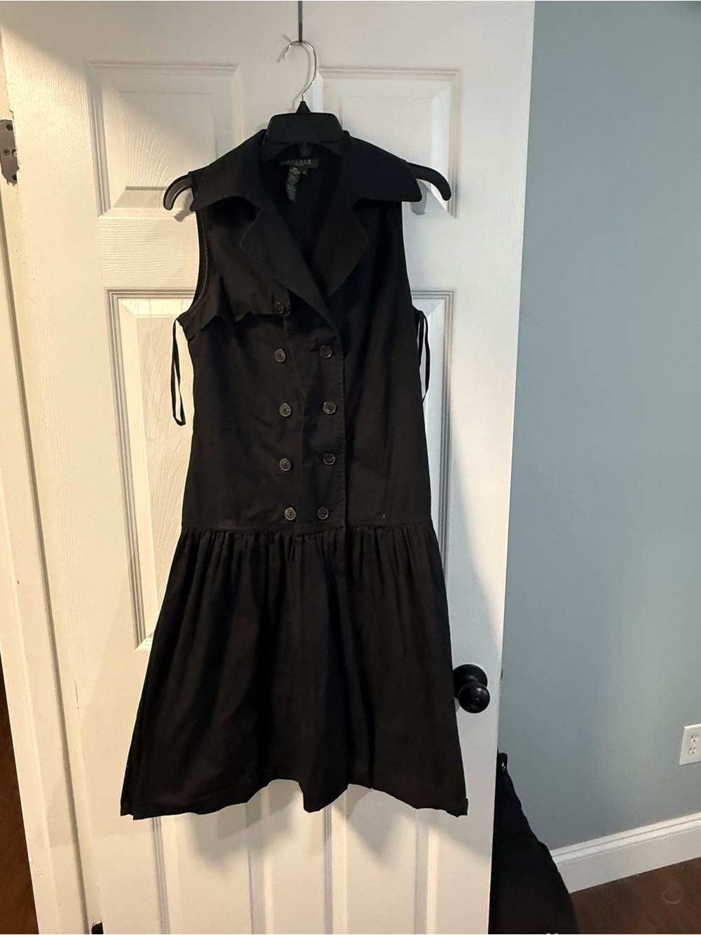Ralph Lauren Black Sleeveless Double-Breasted Fit & Flare Dress